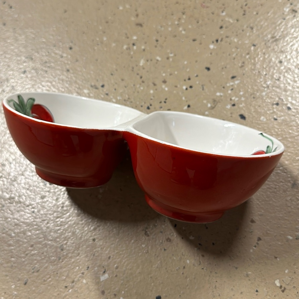 Cer Alfa Italian Double Attached Dip/Serving Bowls - Picture 2 of 7